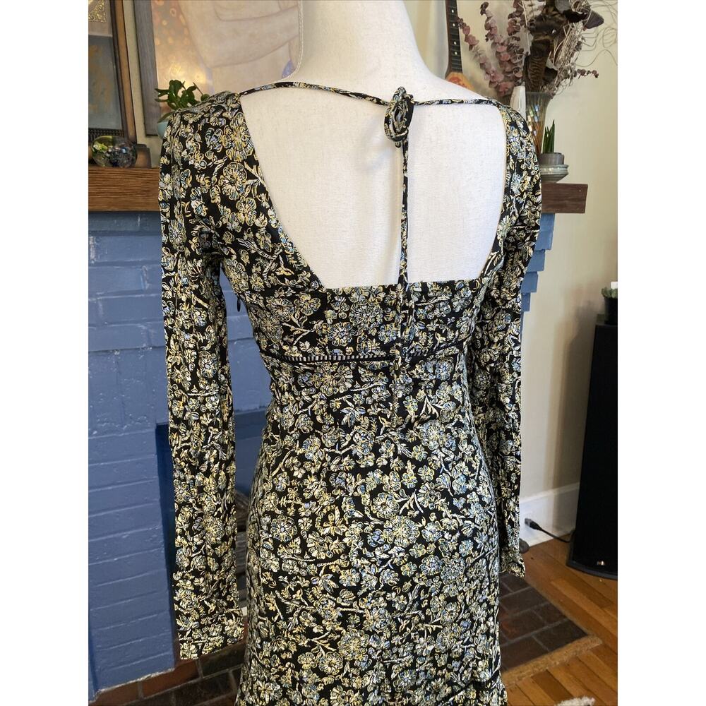 NEW Free People Bohemian long sleeve side zip ruffle bottom Mini Dress sz 0 - Picture 12 of 16